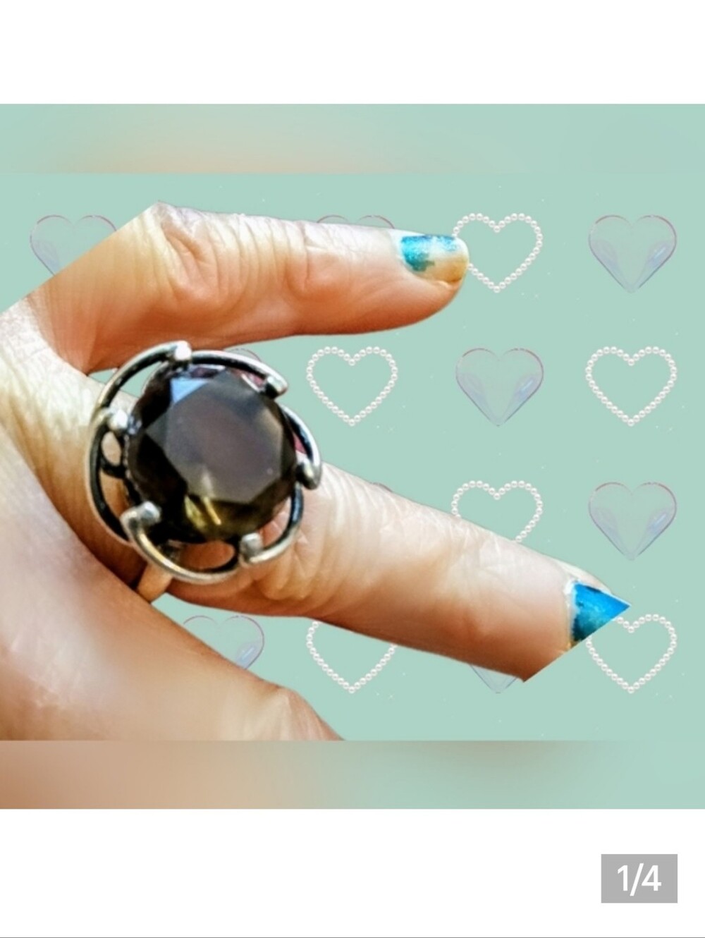 Smokey Quartz Sterling Silver Cocktail Ring - Brown Stone